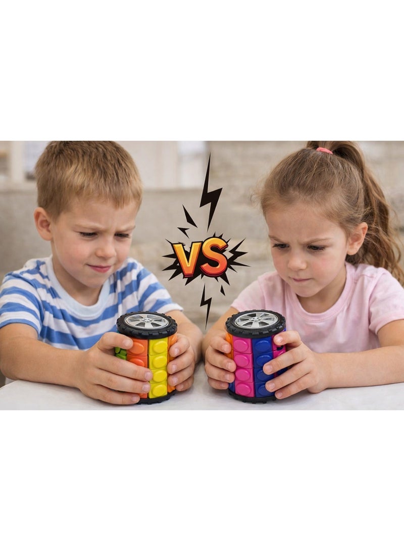 مكعب روبيك من فيكي، مكعب روبيك رباعي الطبقات، لعبة لتخفيف التوتر في عيد الميلاد، لعبة ألغاز ذهنية، مكعب من الطوب، لعبة منطقية أسطوانية دوارة منزلقة، هدية للأطفال والكبار - Image 2